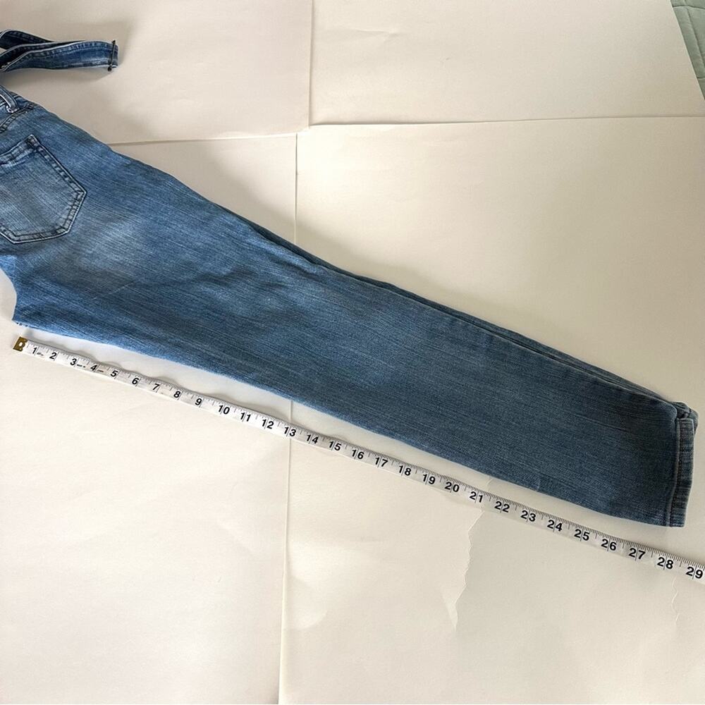 Vanilla Star Blue Wash Denim Distressed Frayed Overall Jeans Y2K Medium - Picture 6 of 12